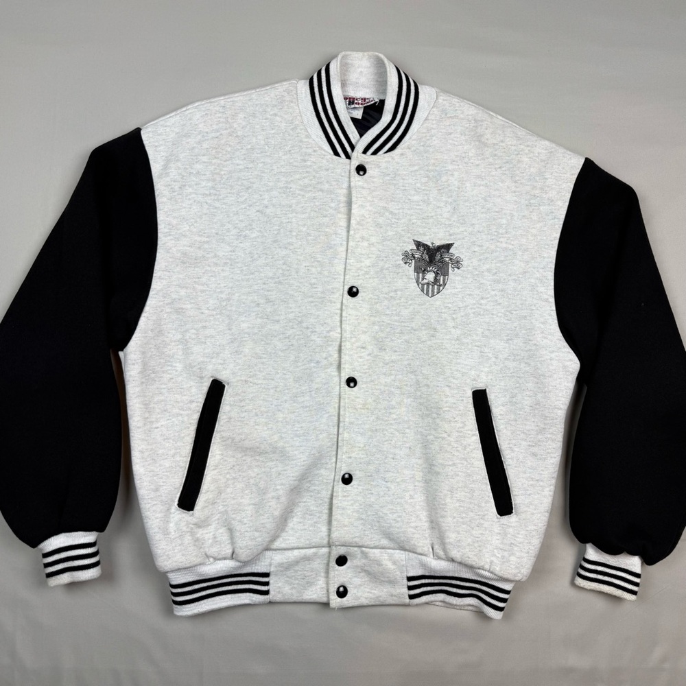 Vtg West Point USMA Mens Varsity Bomber Jacket Sz Large Color Block US Army B3